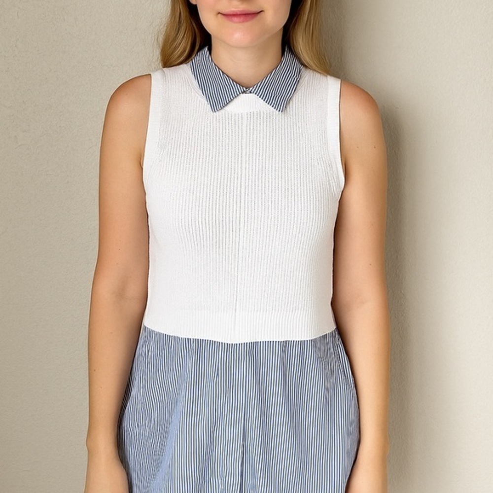 Club Monaco striped trim sweater tank NWF